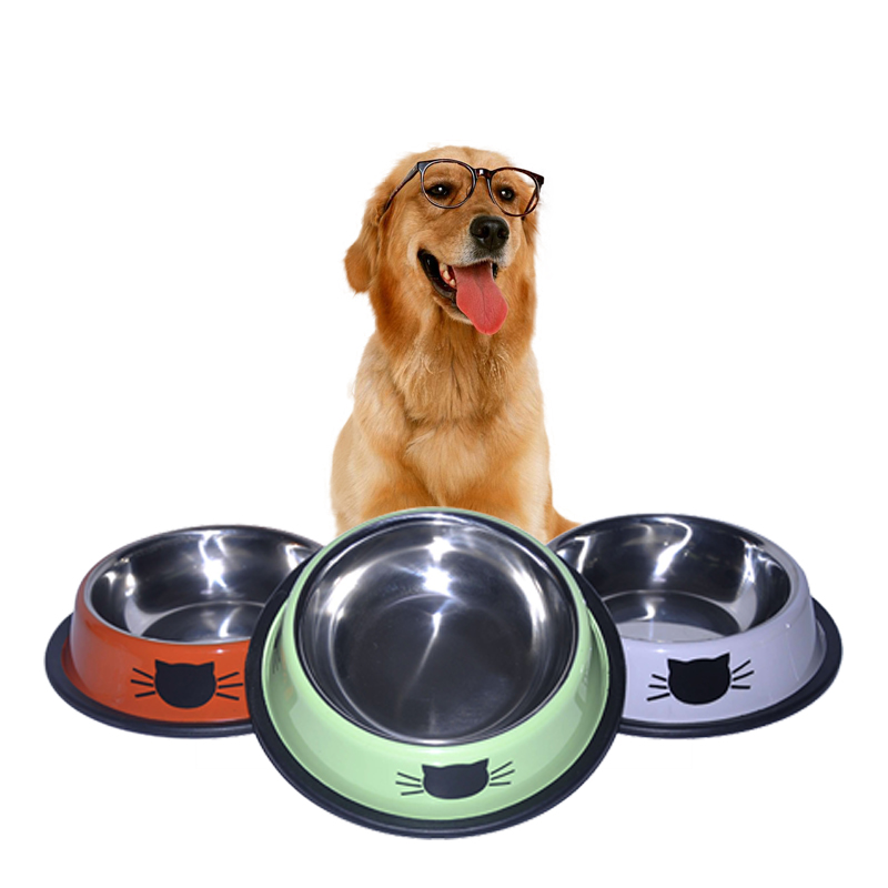 Voerbak voor katten, roestvrijstalen voerbakken voor huisdieren, kattenvoer, water, dikke kom, antislip, hondenvoer voor katten